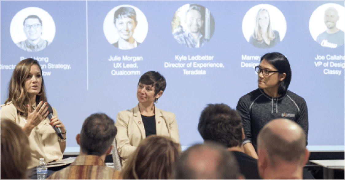 Speaker presenting at an SDXD community event